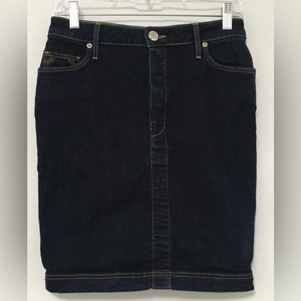 True Religion 26 Blue Denim Snap Fly Pencil Skirt